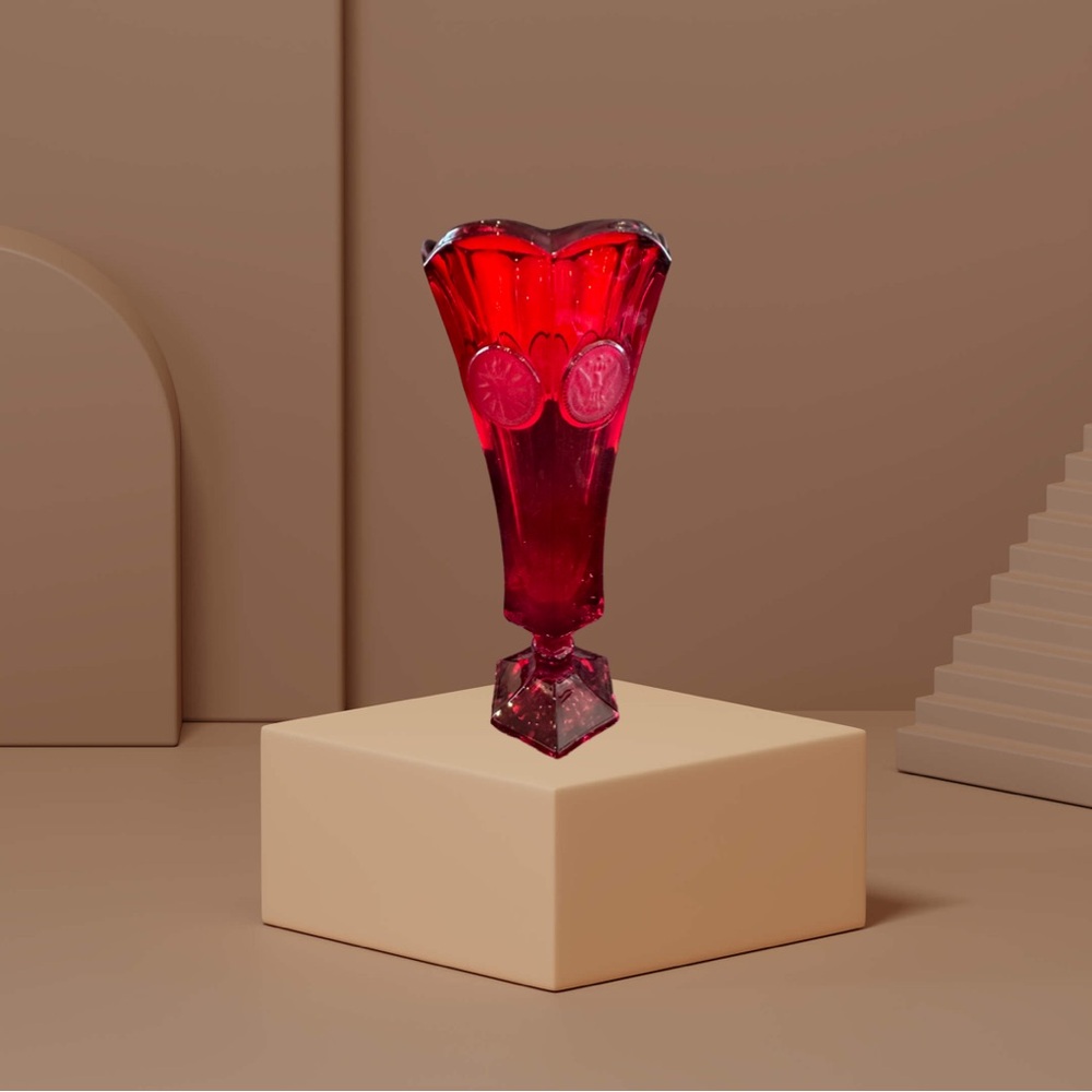 Vintage Fostoria Glass Bud Vase Red Glass - Picture 2 of 5